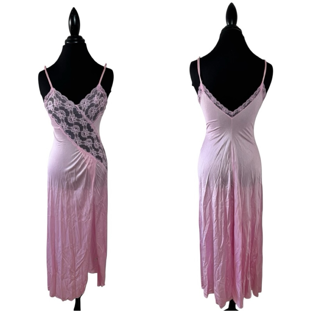 Vtg Val Mode Lace Lingerie Slip Dress